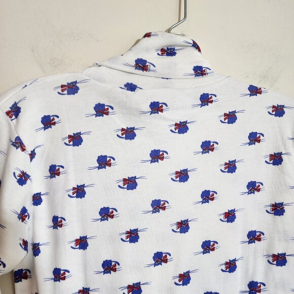 Vintage Cutty Rock Purple cat with red scarf print turtleneck woman's size small - Picture 4 of 11